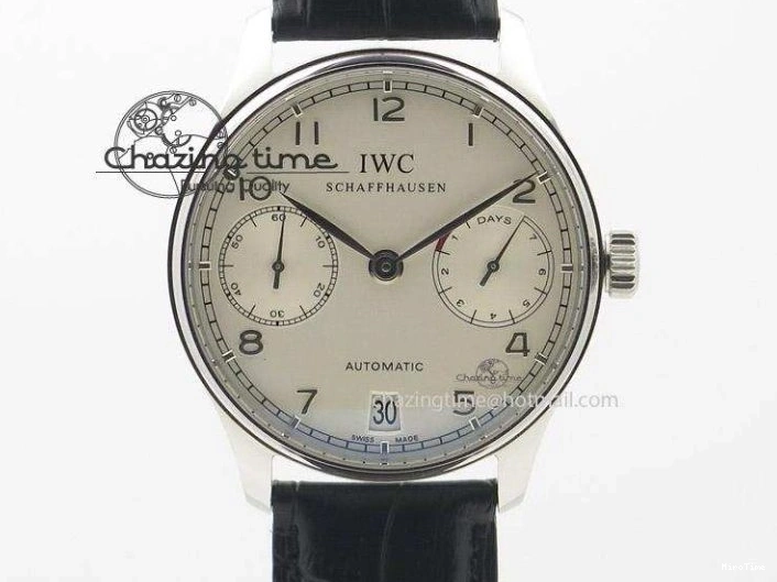 MIROTIME 0714 Popular Portuguese Flying Tourbillon SS Gray Dial 2 Sub Dials on Black Leather Strap 7159